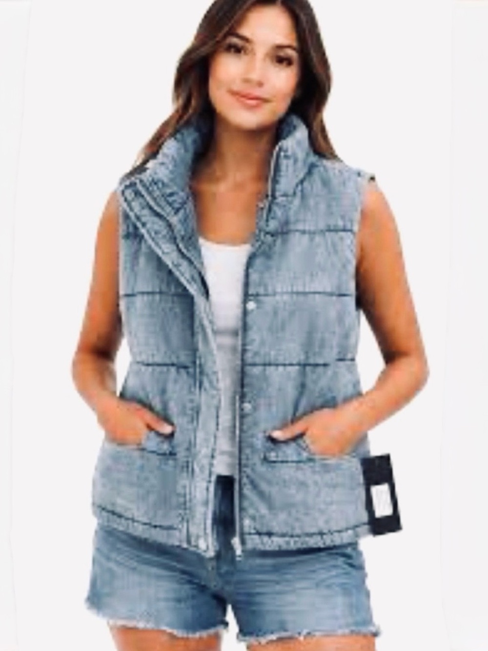 MARC NEW YORK, Dark Blue Denim-Wash Puffer Vest, Size Small, New with Tag